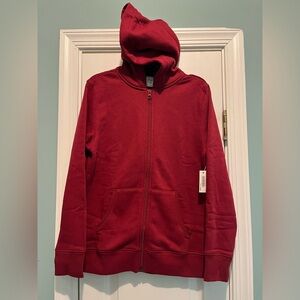 Amazon Essential Boys Hoodie Zip Up Sweatshirt Maroon Size XL